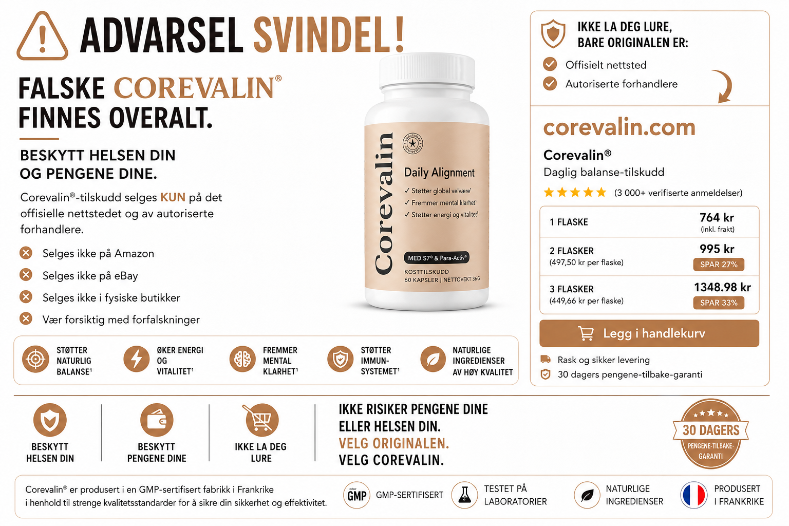 Advarsel mot falske kopier av Corevalin